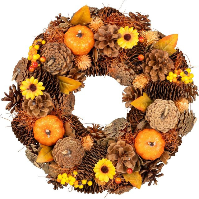 Deko-Kranz Goldener Herbst von Viva Domo in Gold und Multicolour mit Blättern für eine rustikale Dekoration - Bild 1