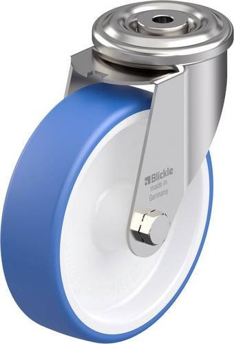 Blickle LEXR-POTHS 160G Edelstahl-Lenkrolle in Blau und Weiß mit 160 mm Rad-Durchmesser und 300 kg Tragfähigkeit - Bild 1