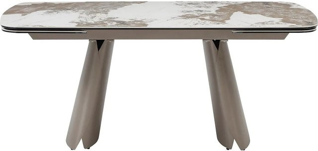 Vente-unique Esstisch Farudi aus Keramik mit Marmoreffekt in Grau und Weiß, ausziehbar, B/T/H: 260 x 180 x 90 cm - Bild 1