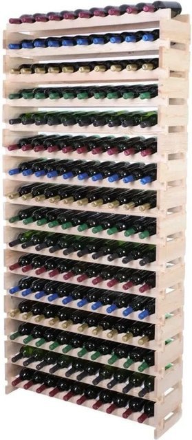 PROREGAL Weinregal VINOTECA FLEX aus massivem Kiefernholz, Natur unbehandelt, braun, H x B x T: 219 x 103 x 28 cm, Platz für 160 Flaschen auf 16 Ebenen - Bild 1