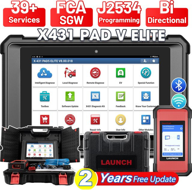 LAUNCH X431 PAD V ELITE OBD2-Scanner in Schwarz für ECU-Codierung und Online-Programmierung mit bidirektionaler Diagnose und Topologie-Karte - Bild 1