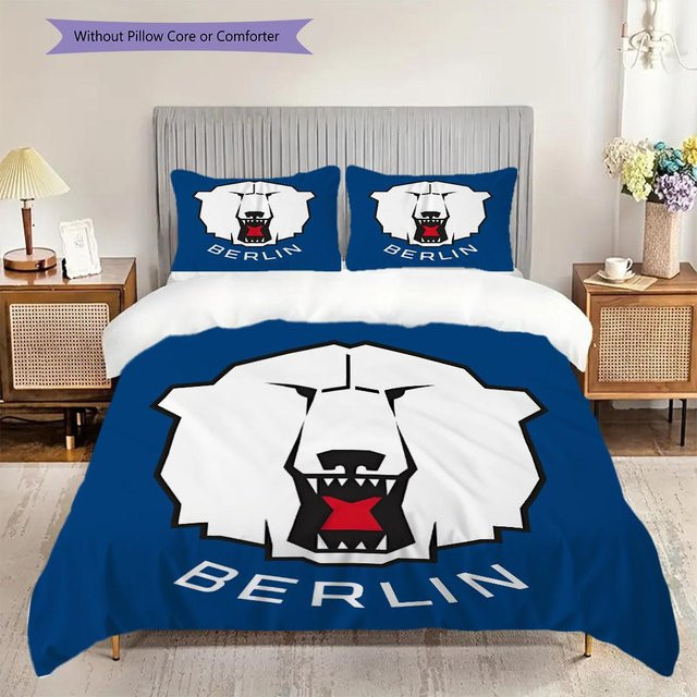 Manus Home Bettwäsche Set Eisbären Berlin Muster Blau, 1 Bettbezug und 2 Kissenbezüge, B/H: 155 x 200 cm - Bild 1
