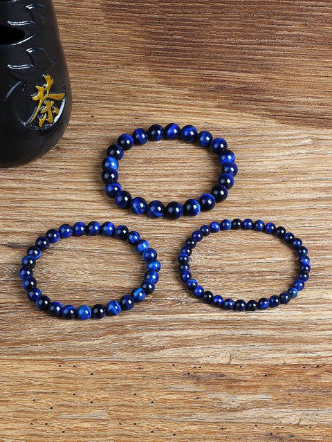 Armband, blaues Tigerauge-Steinperlen, 6–12 mm, Unisex - Bild 1