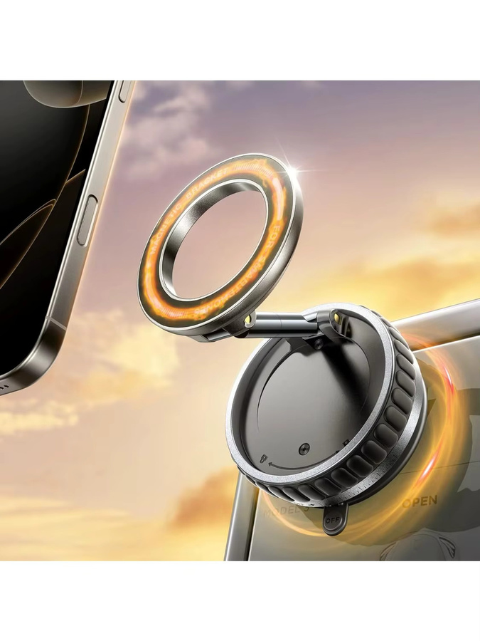 DUTRIEUX Magnetischer Autotelefonhalter mit Vakuum-Saugnapf und 360 Grad Drehverschluss für MagSafe, Schwarz - Bild 6