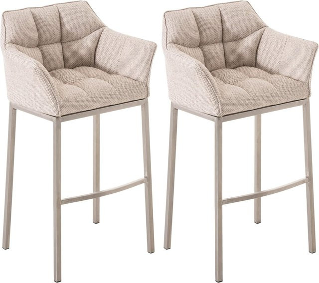 CLP Barhocker 2er Set Damaso gepolsterte Barstühle mit Lehne und Metallgestell - Bild 1