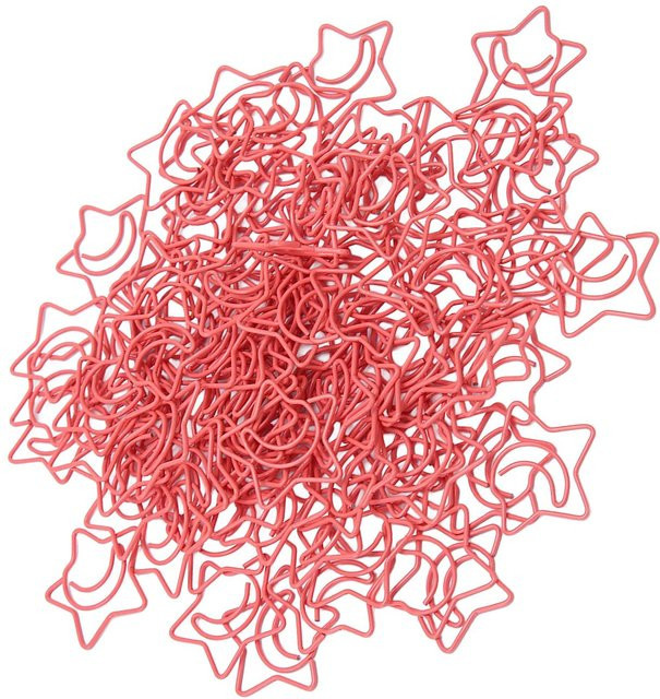 100 Stück GoolRC Büroklammern in Stern- und Mondform, pink, rutschfest und farbecht - Bild 1
