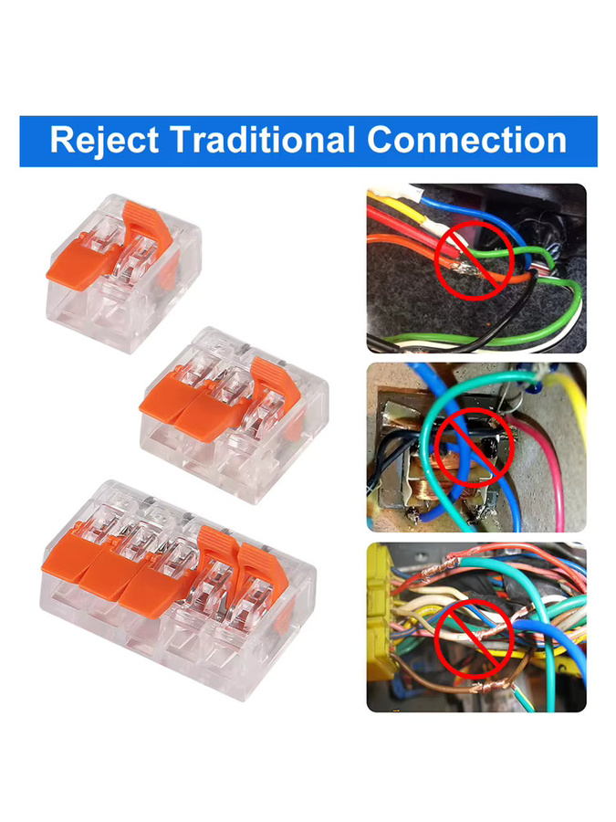 52-teiliges Hebel-Drahtmuttern-Steckverbinder-Set mit 2/3/5 Leiterkombination für elektrische Push-in Verbindungen AWG 28–12 - Bild 2