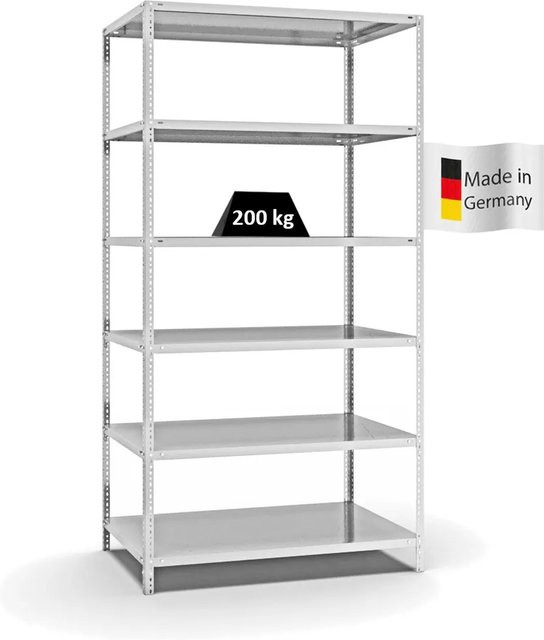 PROREGAL Fachbodenregal Medium-Duty mit 6 Ebenen, Lichtgrau, H x B x T: 250 x 130 x 80 cm - Bild 1