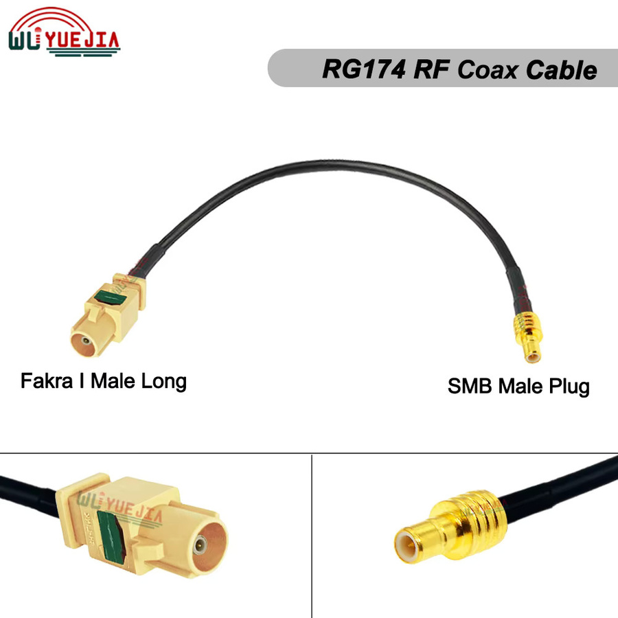 WUYUEJIA RG-174 RF Koaxialkabel mit SMB-Stecker auf Fakra A/B/C/D/E/F/G/H/I/K/Z Stecker, 50 Ohm, Schwarz, Länge: 15 Meter - Bild 1