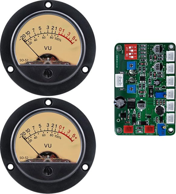 VU Level Meter VU-Anzeigegerät mit 52 mm Rundanzeige in Schwarz und gelber Hintergrundbeleuchtung - Bild 1