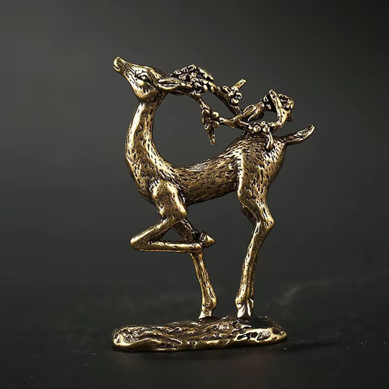 JETTING Elch Miniatur Figur aus Messing in Gold im Vintage Design als Desktop Ornament - Bild 3