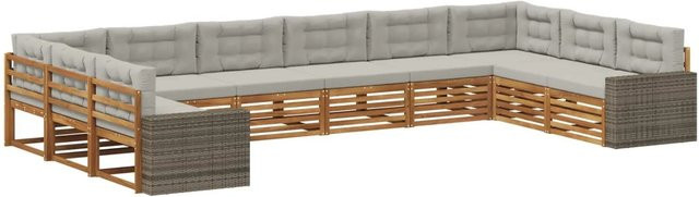vidaXL Sofagarnitur aus Massivholz Akazie mit 10 Kissen im modernen Latten-Design - Bild 1