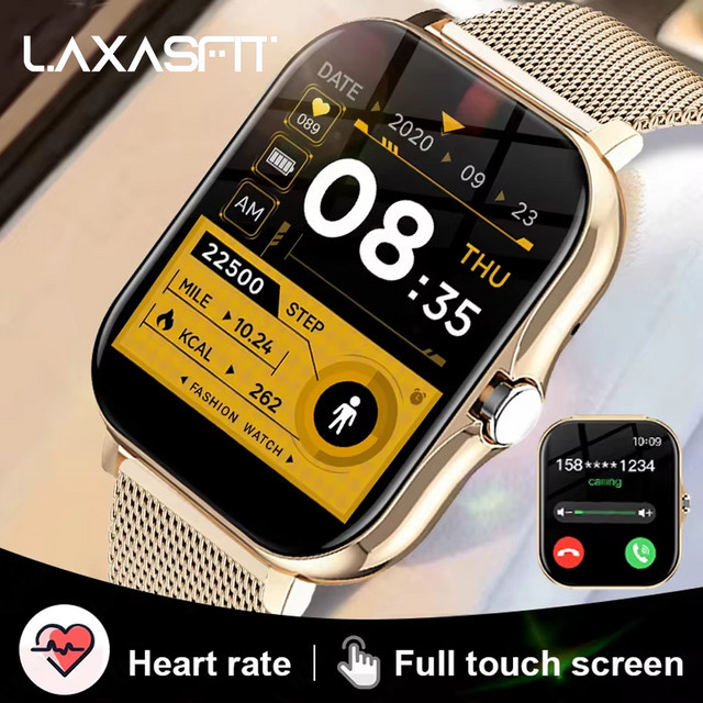 LAXASFIT Smartwatch, Schwarz, Gold, Unisex - Bild 1
