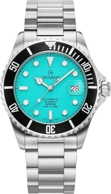 Grovana Taucheruhr, Automatik, Edelstahl, blau, 42 mm, Herren - Bild 1