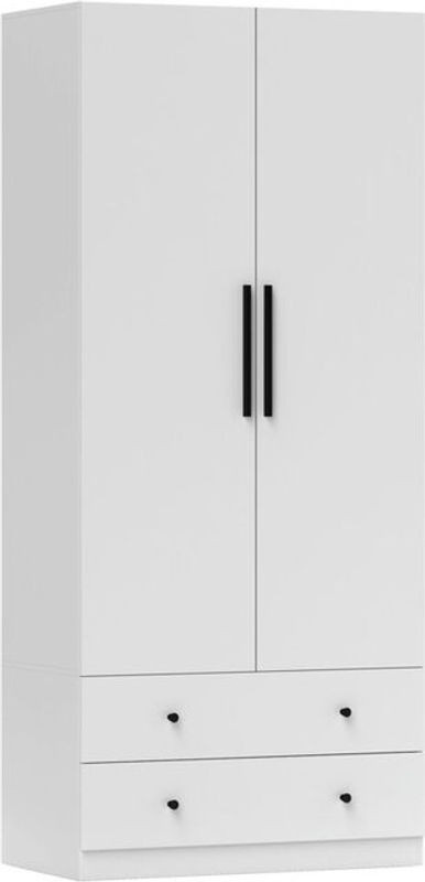 HOMCOM Kleiderschrank Modern in Weiß mit 2 Türen, Kleiderstange und 2 Schubladen, B/T/H: 79 x 43 x 180 cm - Bild 1
