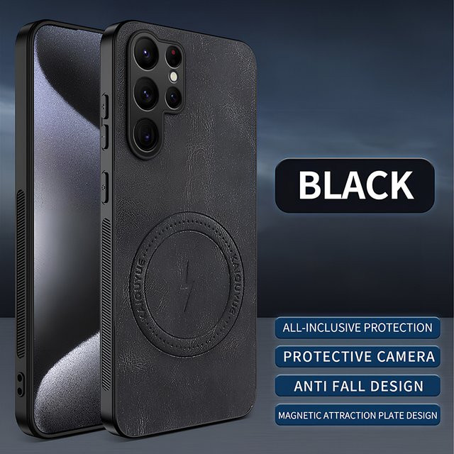 Luxuriöse Leder-Handyhülle für Samsung Android Smartphones in Blau mit magnetischer Funktion und Unterstützung für kabelloses Laden - Bild 1