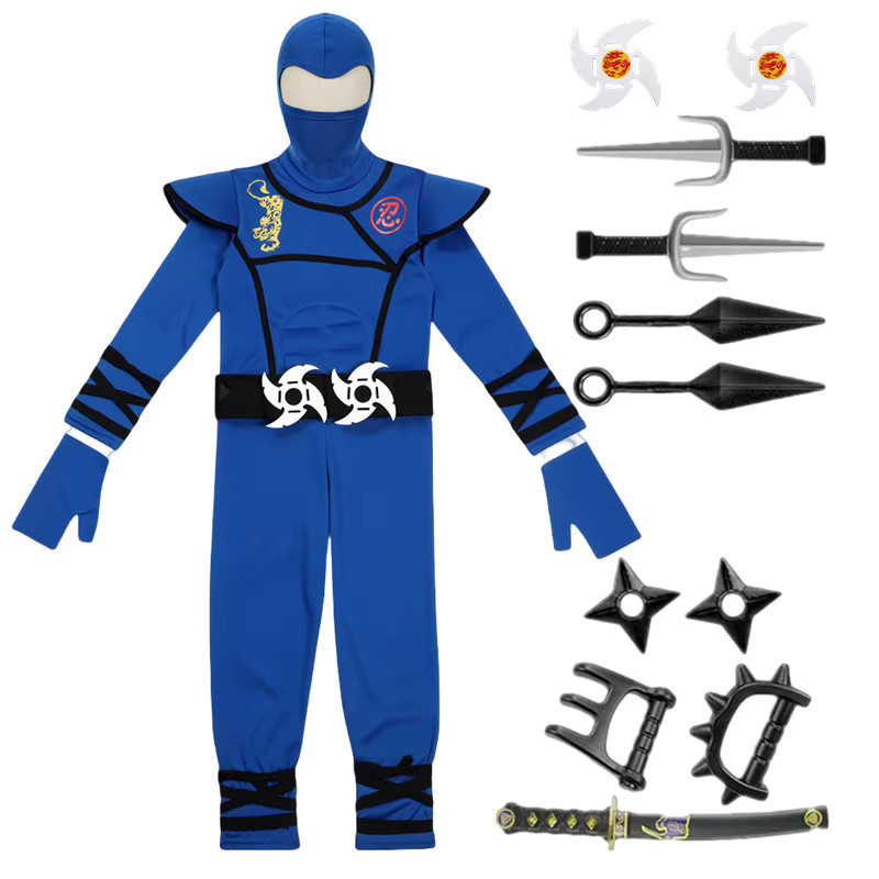 Ninja Kostüm, Maskierter Krieger, Fantasy, Blau, Unisex - Bild 3