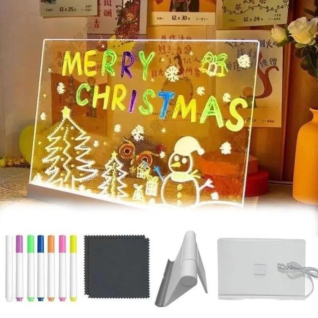 YJMP LED Notiztafel mit Nachtlicht Acryl Bunt 7-teiliges Set - Bild 1