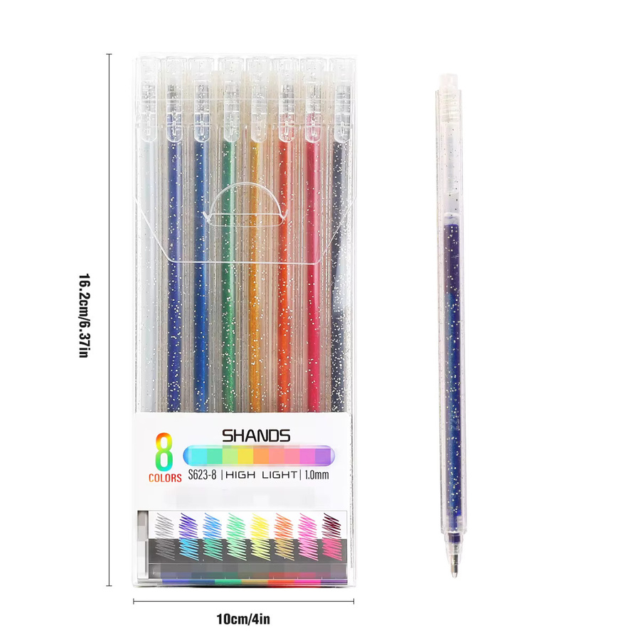 Buchdoo Glitzer-Gelstift-Set mit 18 Tintennachfüllungen in Multicolour und Rosa für Kinder und Erwachsene zum Ausmalen und Journaling - Bild 2