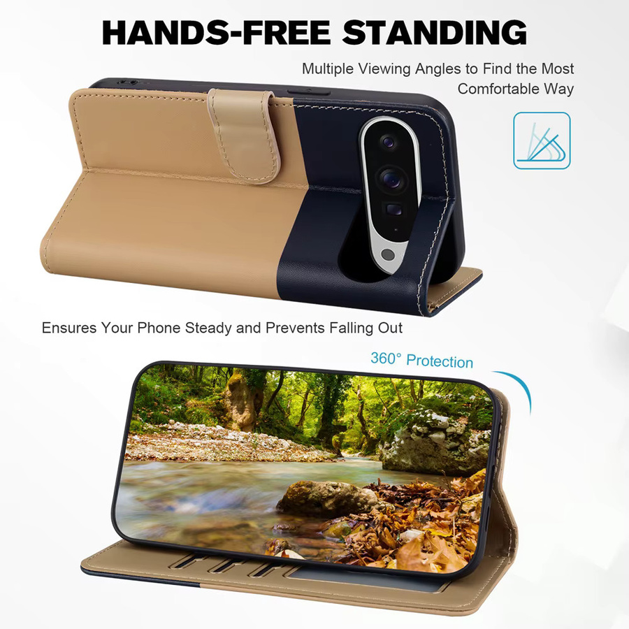 Premium Leder Flip Case mit Katzen-Design für Google Pixel 9 Pro XL 8 7 6 Pro und weitere Modelle, Wallet Cover mit Kartensteckplatz, Schwarz/Mehrfarbig - Bild 4