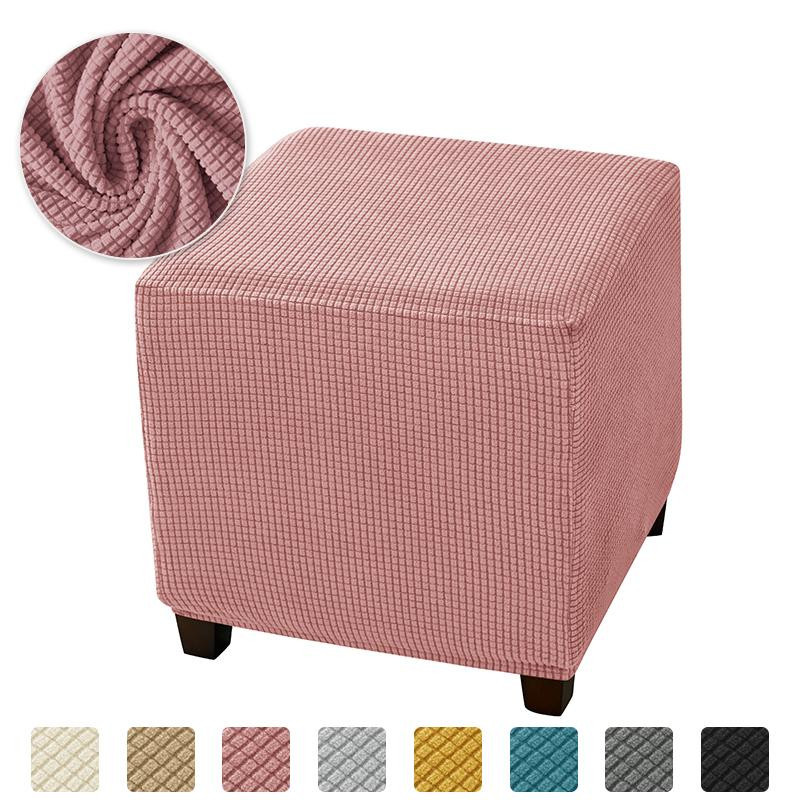 Elastischer Ottomanenbezug aus Jacquard für quadratische Fußhocker, schmutzabweisend und waschbar, Household supplies MH - Bild 3