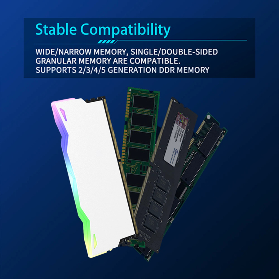 AuyiHomu ARGB RAM-Kühler für PC-Desktop-Speicher, 5V 3-Pin Sync, Weiß - Bild 4