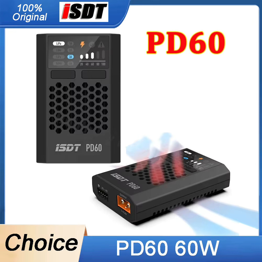 ISDT URUAV PD60 Akku-Balancer FPV-Ladegerät mit Typ-C Eingang für 1-4S Lipo-Akkus, Schwarz - Bild 3