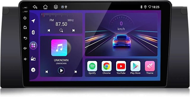 Junsun Autoradio für BMW E39 mit Bluetooth, GPS, WLAN und 9,0 Zoll Display in Schwarz - Bild 1