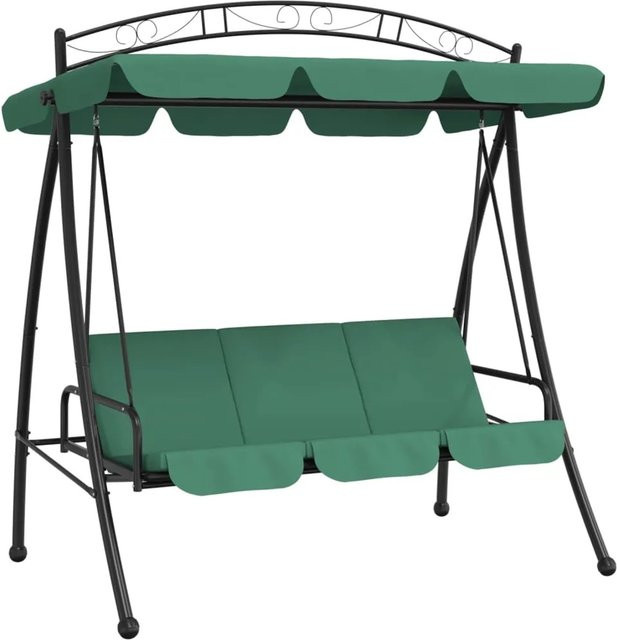 vidaXL Hollywoodschaukel mit Dach in Grün aus Stahl und UV-beständigem Polyester inklusive Kissen und Sonnenverdeck - Bild 1