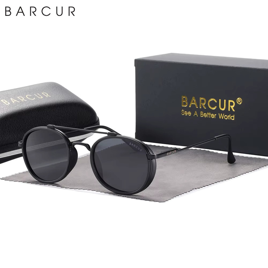 BARCUR Sonnenbrille, Vollrand, Round, black - Bild 1