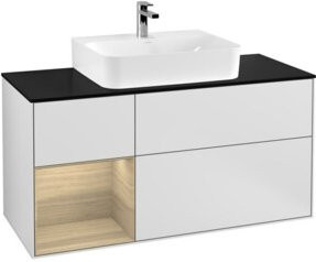 V&B Waschtischunterschrank Finion mit offenem Regal links, Weiß lackiert, B/T/H: 120 x 50,1 x 60,3 cm - Bild 1
