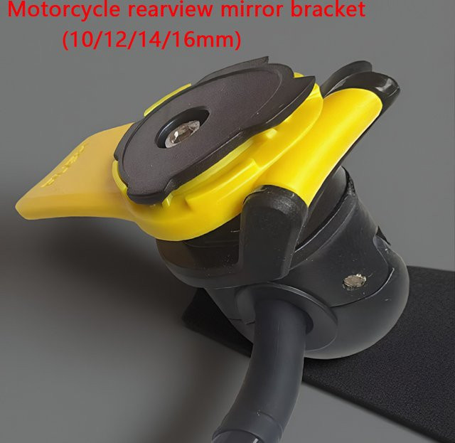 Stoßfester Motorrad-Handyhalter mit Schnellverschluss-Clip für den Rückspiegel zur Navigation beim Radfahren in Rot und Gelb - Bild 1