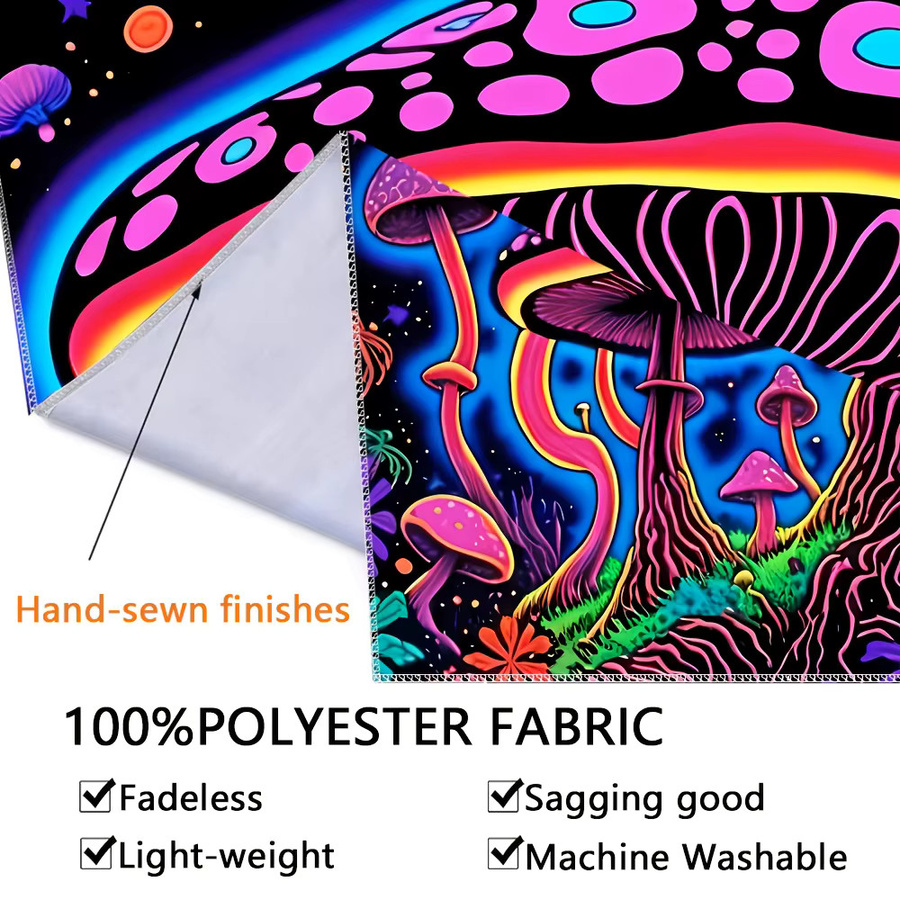 VIKAMA Psychedelischer Pilz-Wandteppich mit floralem Boho-Design in Multicolour - Bild 3