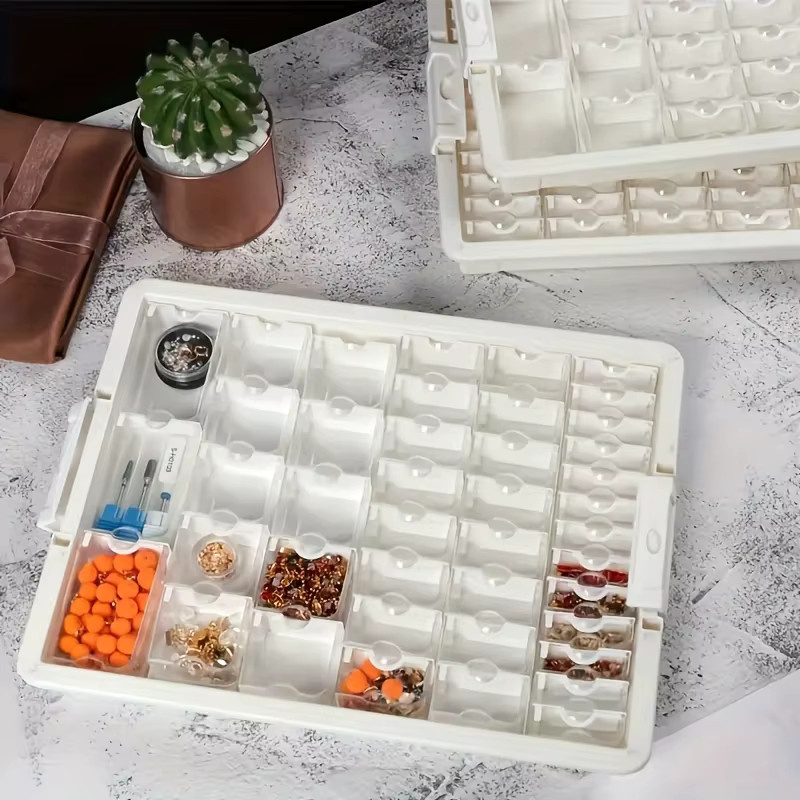 Transparente Aufbewahrungsbox als tragbarer Perlen-Organizer für Diamantmalerei und Bastelbedarf mit 42 bis 50 Fächern - Bild 1