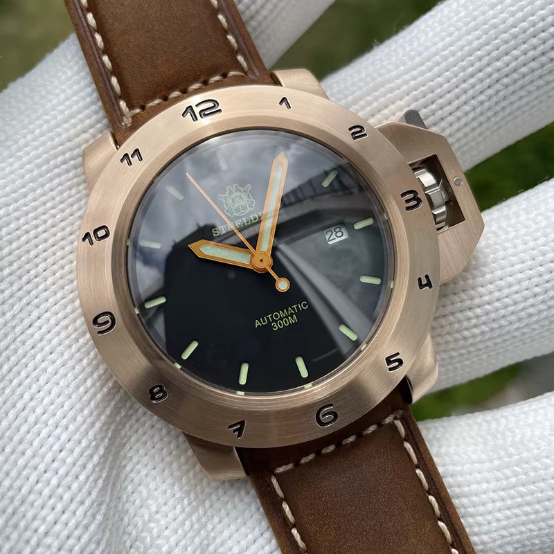 Steeldive Armbanduhr, Automatik, Bronze, 47 mm, Herren, 30 ATM, Leder - Bild 2