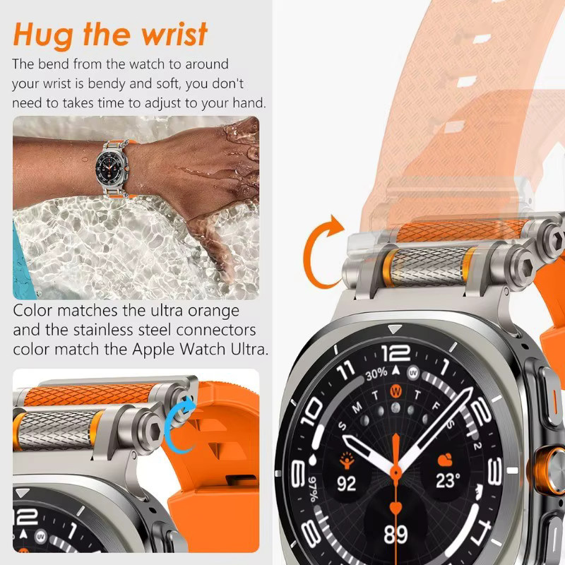 FancyWrist Uhrenarmband Silikon, orange, Samsung Galaxy Watch Ultra - Bild 3