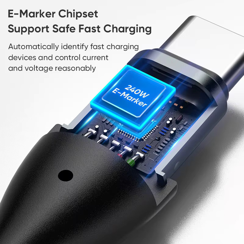 AUFU USB-C auf USB-C Kabel 240W Schnellladekabel mit Schlüsselanhänger Lanyard in Schwarz - Bild 3
