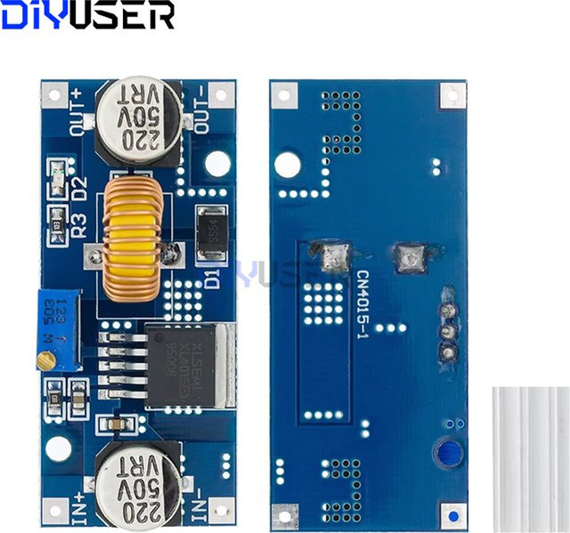 DIYUSER XL4015 DC-DC Step-Down-Modul in Blau, einstellbares Netzteil mit 5 A, 4–38 V auf 1,25–36 V, inklusive Kühlkörper für LED und Ladegeräte - Bild 1
