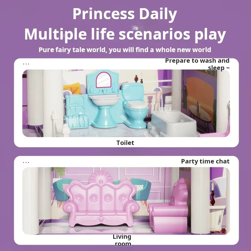 CONUSEA DIY Haus Miniaturen Prinzessin Schloss Villa, Puppenhaus, Rosa / Pink - Bild 3