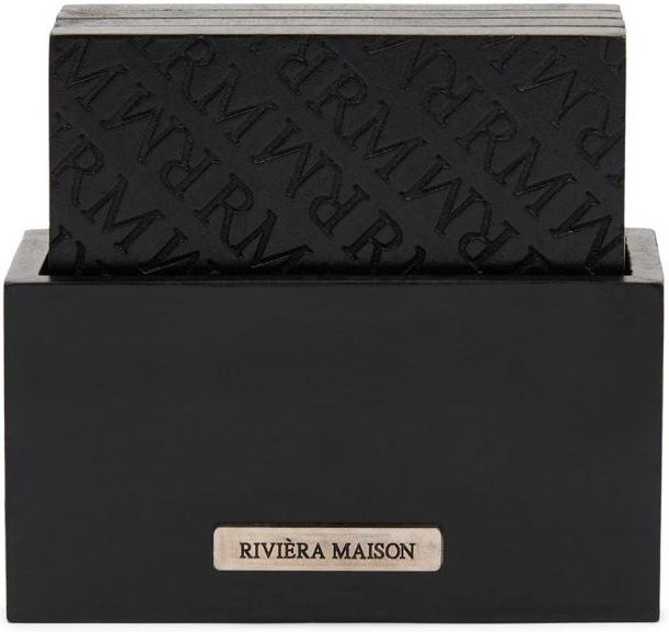 Set Unterlagen RM Identity von Riviera Maison in Schwarz und Holzoptik, rechteckig - Bild 1