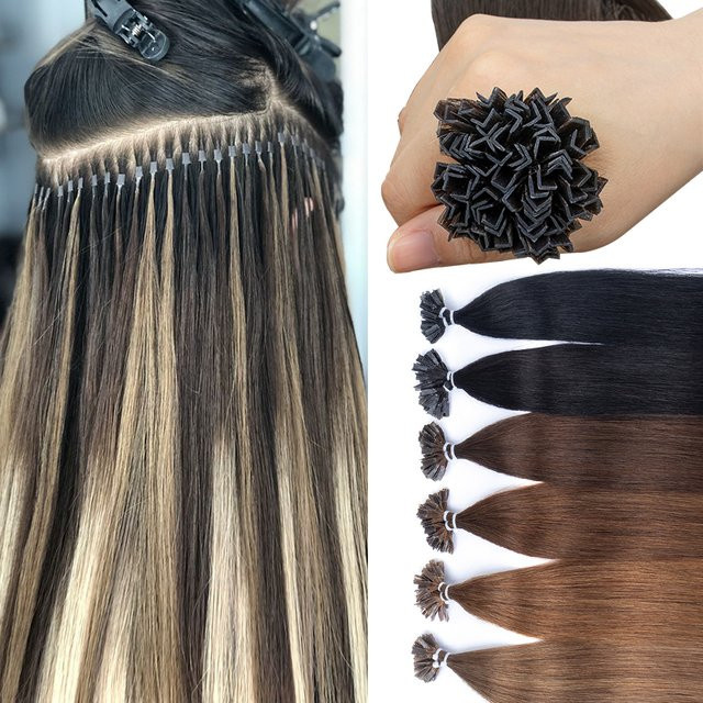 Boymia K-Tip Haarverlängerungen Echthaar, Keratin Hot Fusion, Glatt - Bild 1