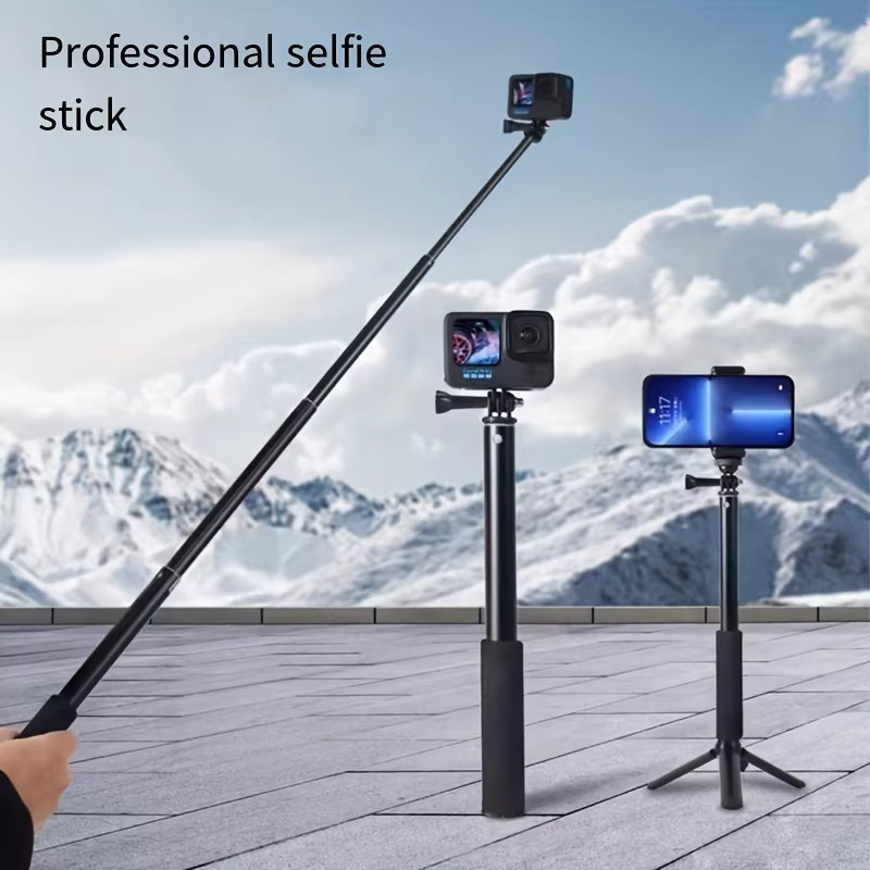 37-Zoll Verlängerungs-Selfie-Stick als tragbares unsichtbares Hand-Einbeinstativ für GoPro, Insta360 X5, X4 und DJI Osmo Pocket, Farbe: Schwarz - Bild 2