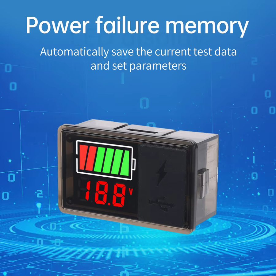 Aideepen LED-Stromanzeigegerät mit USB und Typ-C für Lithium- und Säurebatterien, Schwarz, DC 8-30V - Bild 3