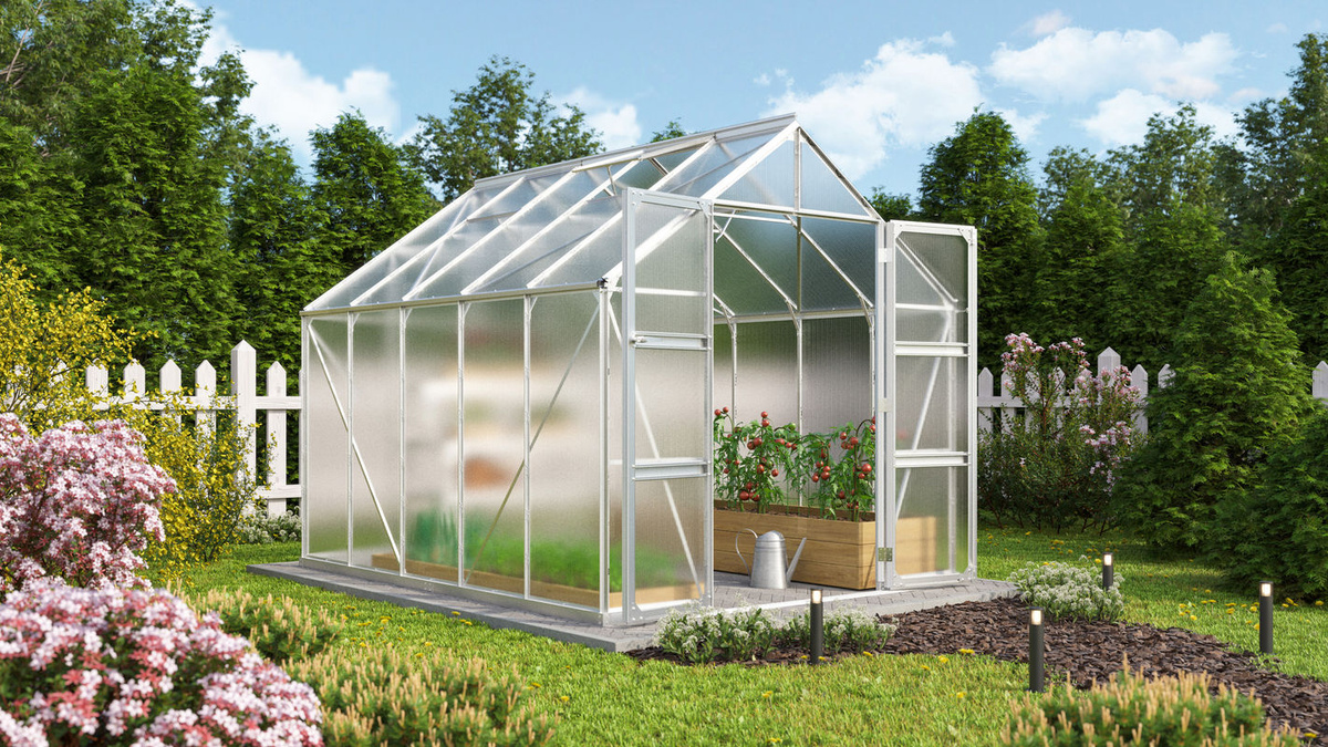 Vitavia Gewächshaus Domus 8300 in Silber mit Polycarbonat-Verglasung und Aluminiumrahmen, 8,3 m² - Bild 2