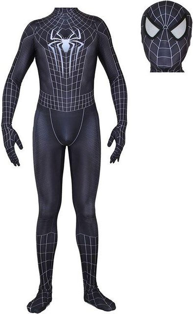 DewBloom Spiderman Black Venom Zentai Anzug, Schwarz, 120 cm - Bild 1