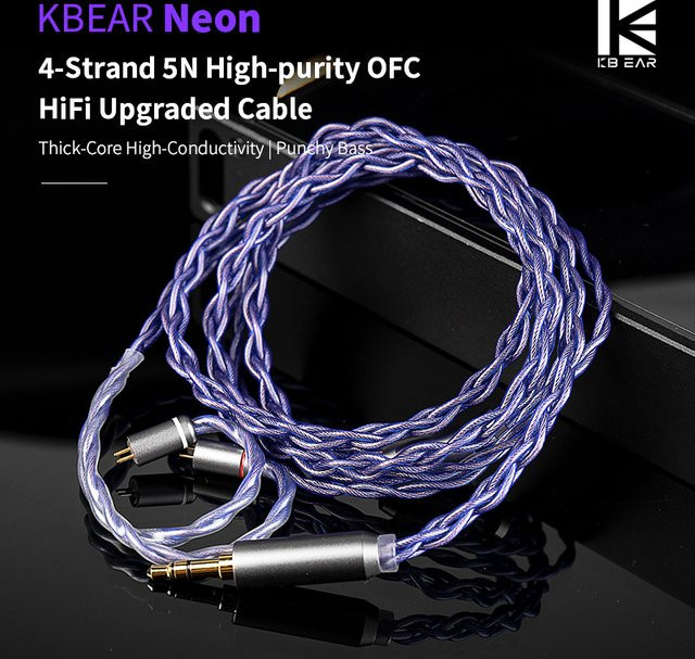 KBEAR Neon HiFi IEM Kopfhörerkabel aus hochreinem OFC mit 4-adriger Quad-Cross Struktur, 3,5 mm Jack - Bild 1