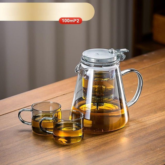 Yiran Furniture Teekanne aus Borosilikatglas mit Tee-Sieb in Grau und Transparent - Bild 1