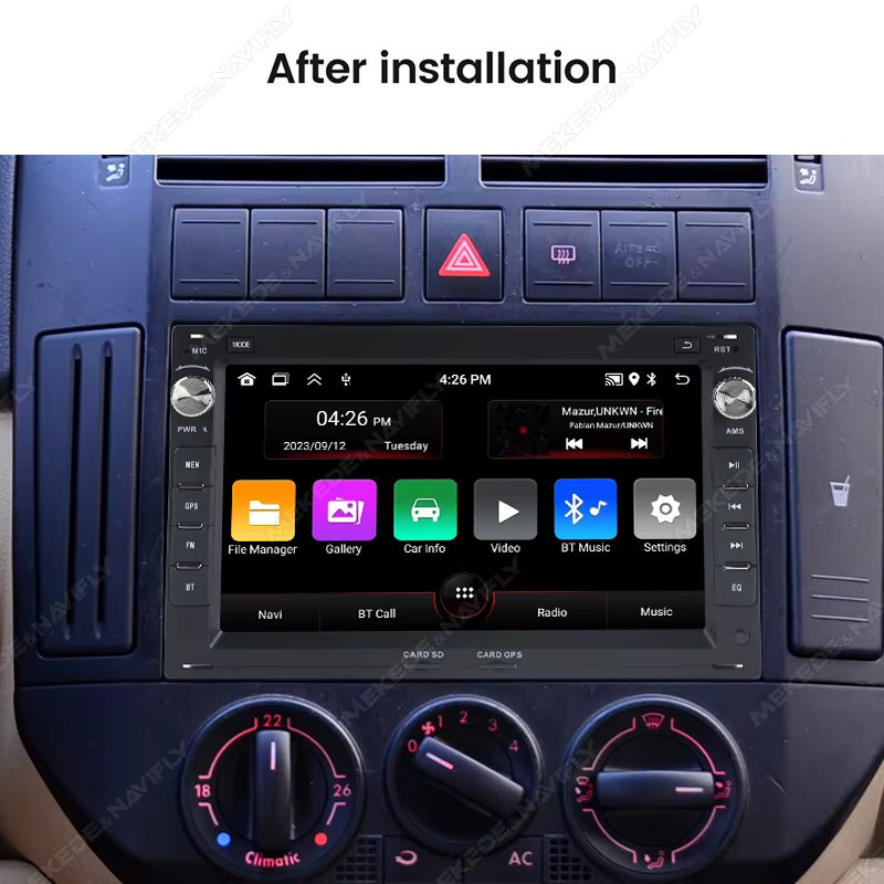 NaviTree Android 15 Autoradio mit kabellosem CarPlay für Volkswagen Golf 4, Passat B5, Polo und Transporter T5 in Schwarz - Bild 2