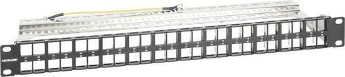 Intellinet 48-Port Patchpanel geschirmt und unbestückt für Keystone-Jacks, 1 HE, schwarz, Breite: 483 mm - Bild 1