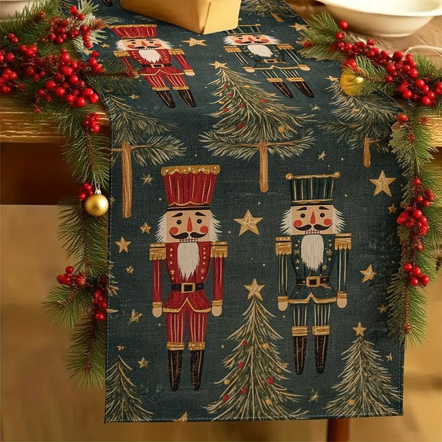 VIKAMA Weihnachts Tischläufer mit Nussknacker-Motiv, Mehrfarbig, B/H: 90 x 33 cm - Bild 1